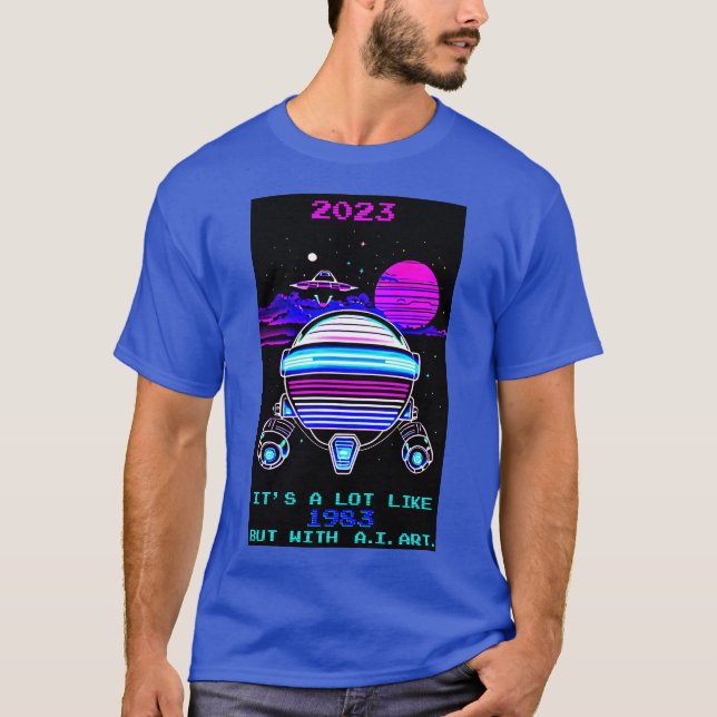 T-shirt Retro 1980 Synthwave A.I. Art Novelty Arcade (Devant)