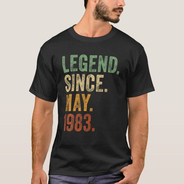 T-shirt Rétro 1983 Anniversaire Mai Born Légende depuis 19 (Devant)