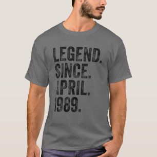 T-shirt Rétro 1989 Anniversaire Avril Né Légende depuis 19