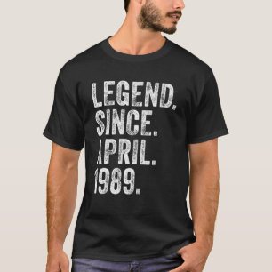 T-shirt Rétro 1989 Anniversaire Avril Né Légende depuis 19