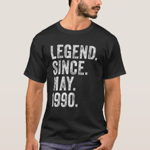 T-shirt Retro 1990 Birthday May Born Legend Since 1990