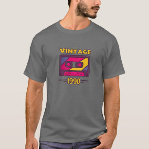 T-shirt Retro 1990 Cadeau Vintage, 30 Ans Gif Anniversaire