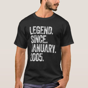 T-shirt Rétro 2005 Anniversaire Janvier Né Légende depuis 