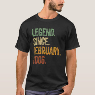 T-shirt Rétro 2006 Anniversaire Février Né Légende dep