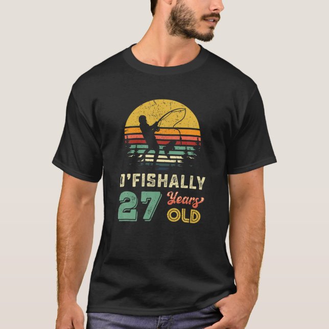 T-shirt Retro 27E Anniversaire Pêche Tourne 27 Pêcheur C (Devant)