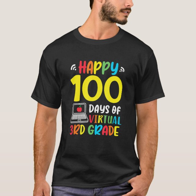 T-shirt Rétro 3e Année 100 Jours D'École Virtual Home 10 (Devant)
