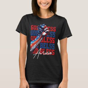 T-shirt Rétro 4 juillet Dieu bénisse l'Amérique Patriotiqu
