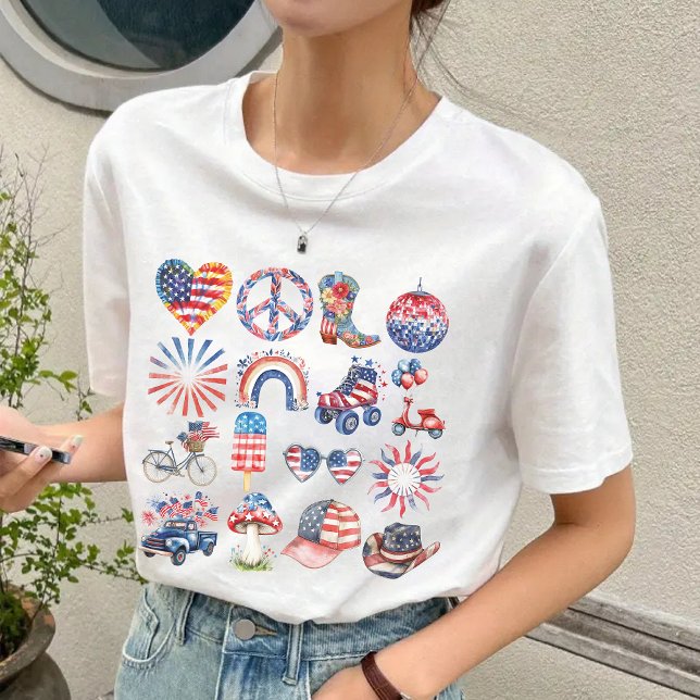 T-shirt Retro 4 juillet Shirt, USA Drapeau cadeau pour ell (retro 4th of july shirt, usa flag shirt, patriotic shirt, independence day shirt, custom 4th of july)