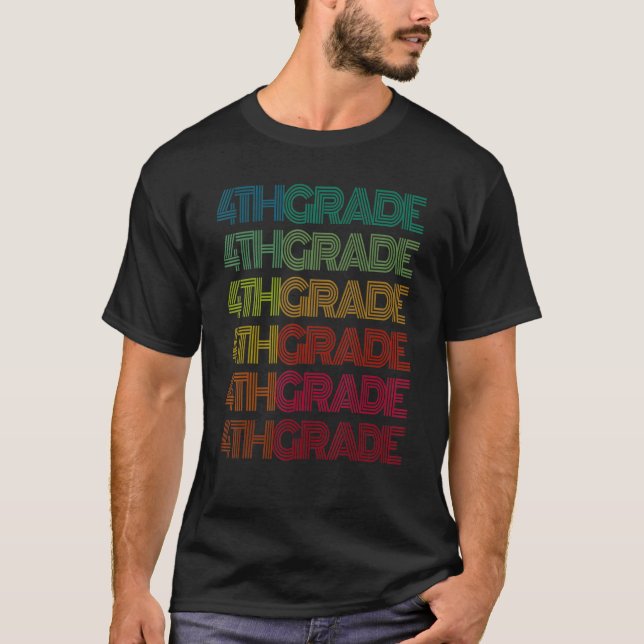 T-shirt Retro 4e année Enseignant Équipe Super Prêt (Devant)