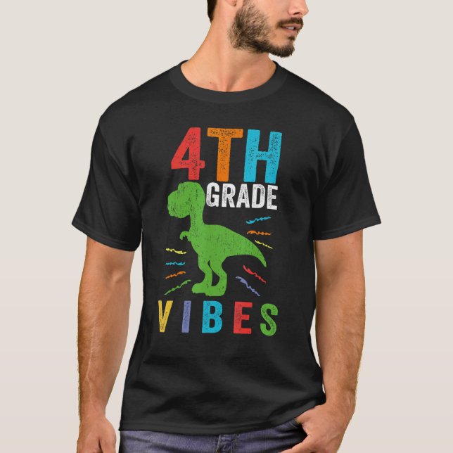 T-shirt Retro 4e année Vibes Trex Enseignant Éducateur Edu (Devant)