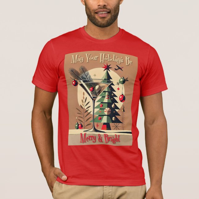T-shirt Retro 50s Jet Set Christmas Tree Martini (Devant)