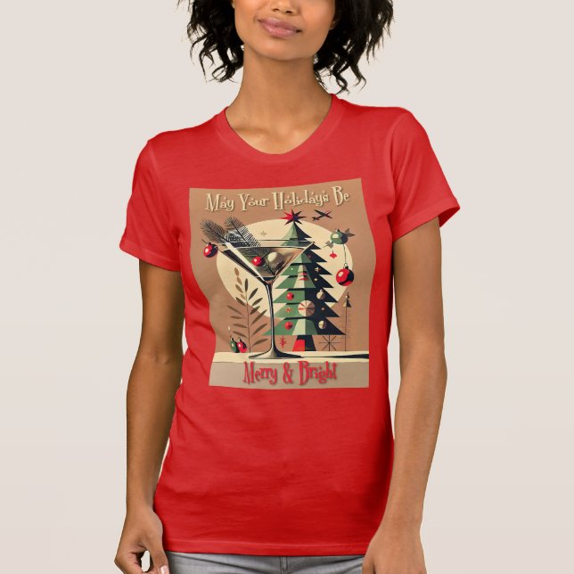 T-shirt Retro 50s Jet Set Noël Martini Arbre (Devant)