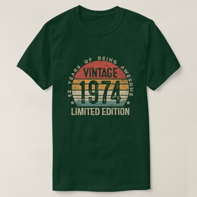 T-shirt Retro 52 Years 1974 Limited Edition 52nd Birthday (Design devant)
