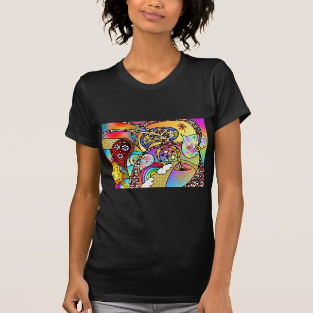 T-shirt Retro 60s Coeurs psychédéliques Paisley Cadeaux Vê (Devant)