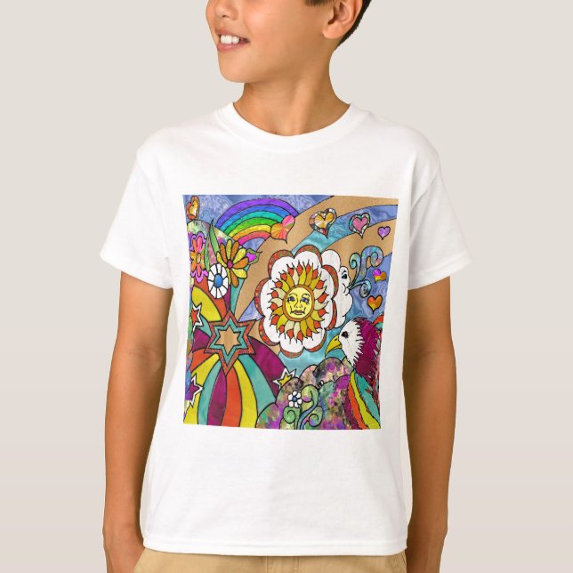 T-shirt Retro 60s Psychedelic Sunshine Aigle Cadeaux (Devant)