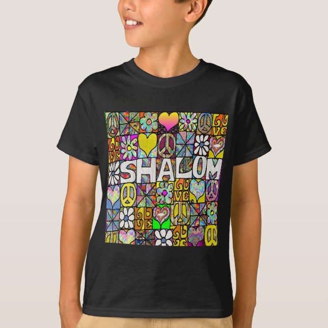 T-shirt Retro 60s Psychedélique Shalom LOVE Vêtements Cade (Devant)