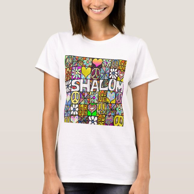 T-shirt Retro 60s Psychedélique Shalom LOVE Vêtements Cade (Devant)