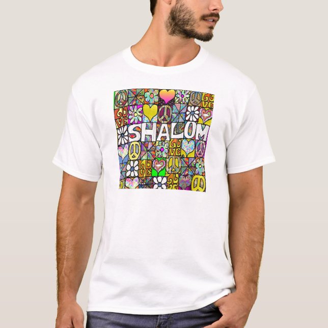 T-shirt Retro 60s Psychedélique Shalom LOVE Vêtements Cade (Devant)