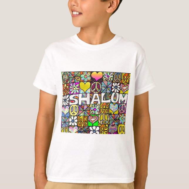 T-shirt Retro 60s Psychedélique Shalom LOVE Vêtements Cade (Devant)