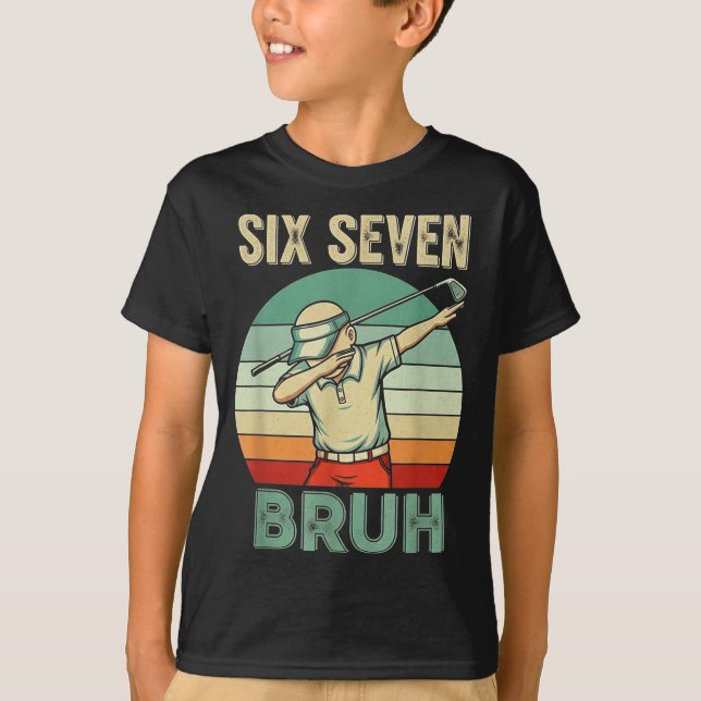 T-shirt Retro 67 Meme 6 7 Six Seven Bruh Golf Golfer Vinta (Devant)