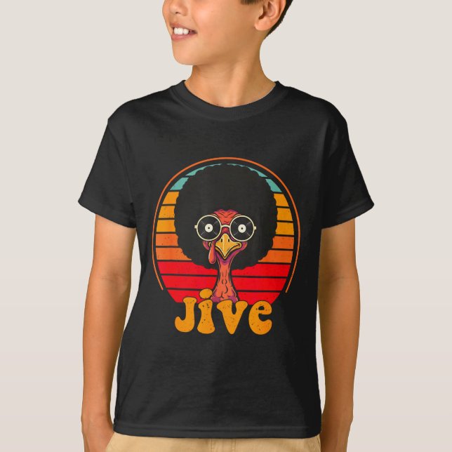 T-shirt Retro 70s Turkey Jive Afro Thanksgiving Family Men (Devant)