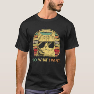 T-shirt Retro 80s 90s Chat Je fais ce que je veux Chat