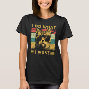 T-shirt Rétro 80s 90s Je Fais Ce Que Je Veux Chat Drôle Am