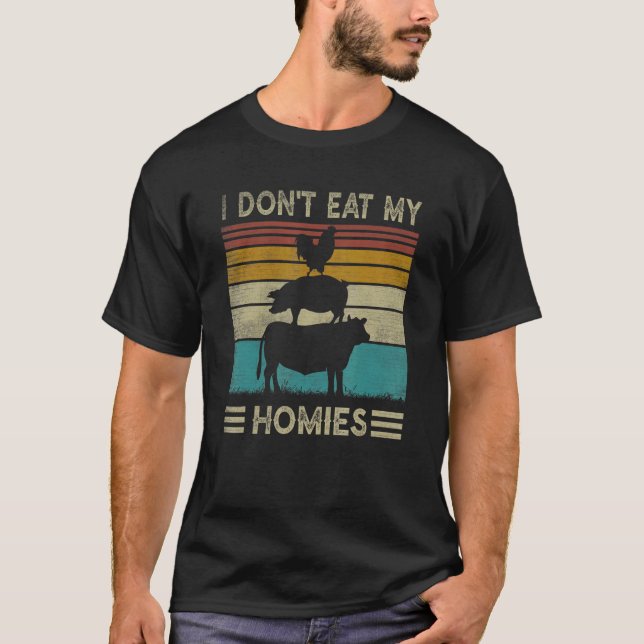 T-shirt Retro 80s 90s Végétarien Je ne mange pas Mes Homie (Devant)