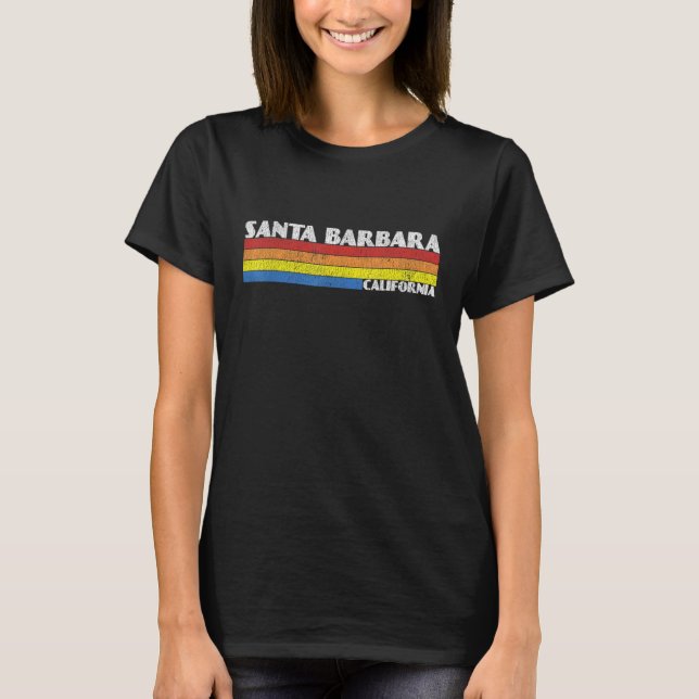 T-shirt Retro 80s California CA Souvenir Santa Barbara (Devant)