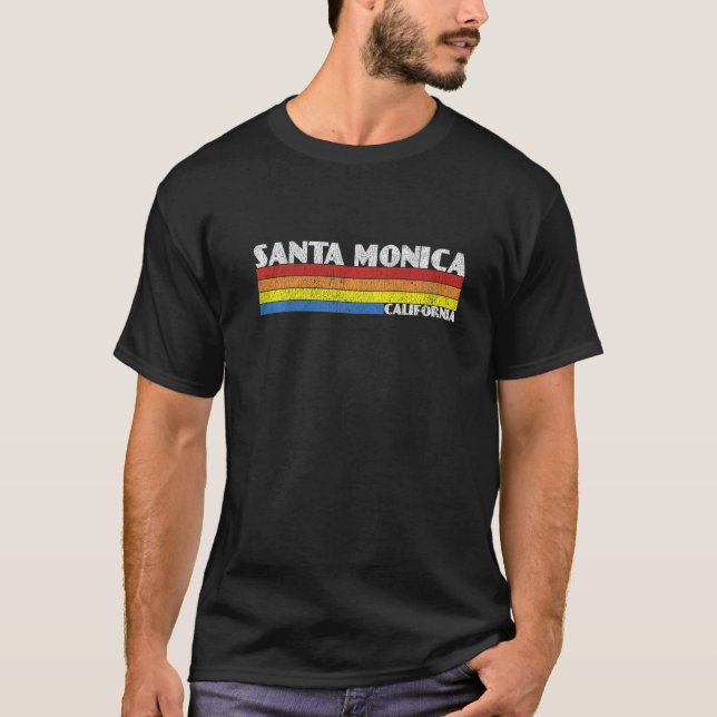 T-shirt Retro 80s California CA Souvenir Santa Monica   (Devant)