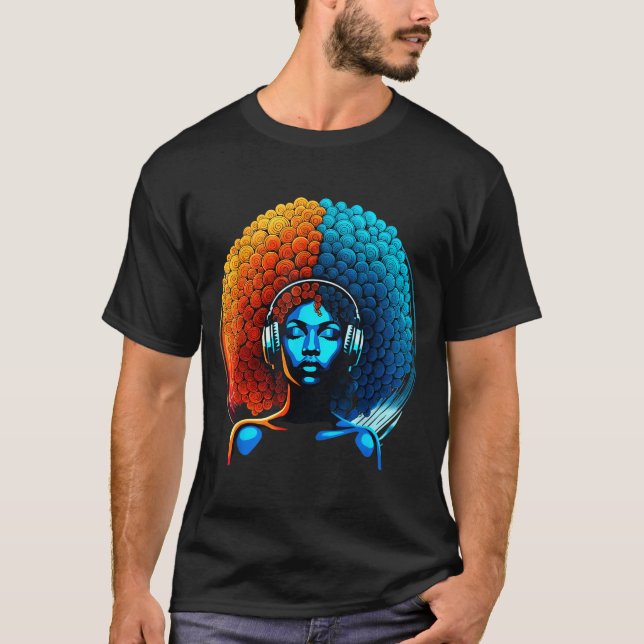 T-shirt Retro 80s Funk Afro Girl Disco Soul African Americ (Devant)