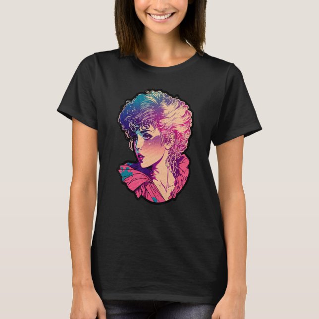 T-shirt Retro 80's Girl with Big Hair Matching Party Outfi (Devant)
