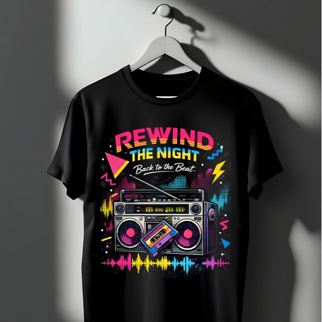T-shirt Retro 80s Rewind The Night Boombox Music (Créateur téléchargé)