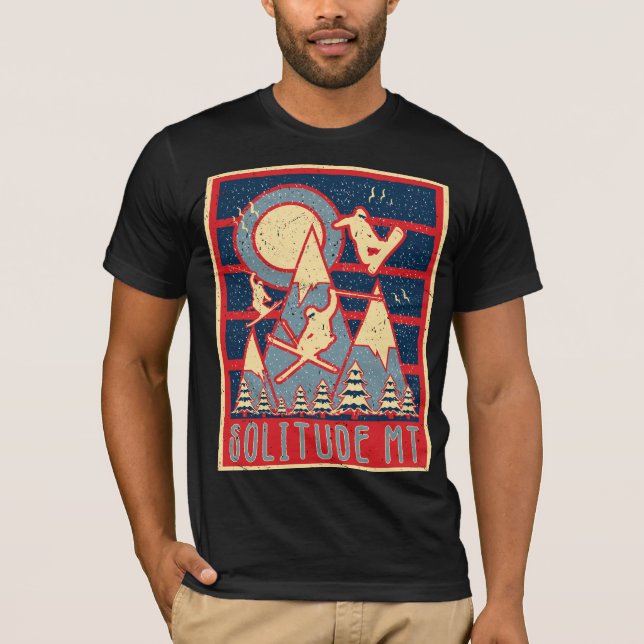 T-shirt Rétro 80s Solitude Mountain Ski Adventure (Devant)
