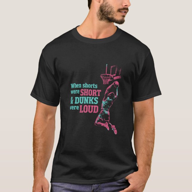 T-shirt Retro 80s Style Basketball Dunk Illustration (Devant)
