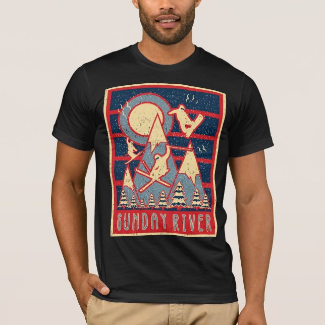 T-shirt Retro 80s Sunday River Ski (Devant)