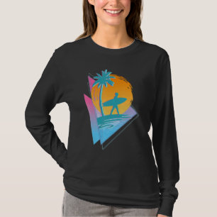 T-shirt Rétro 80s Synthwave Surf Surfer Palm Trees Vapo