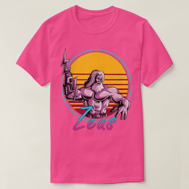 T-shirt Rétro 80s Zeus grec Mythologie Dieu Rétrowave Synt (Design devant)