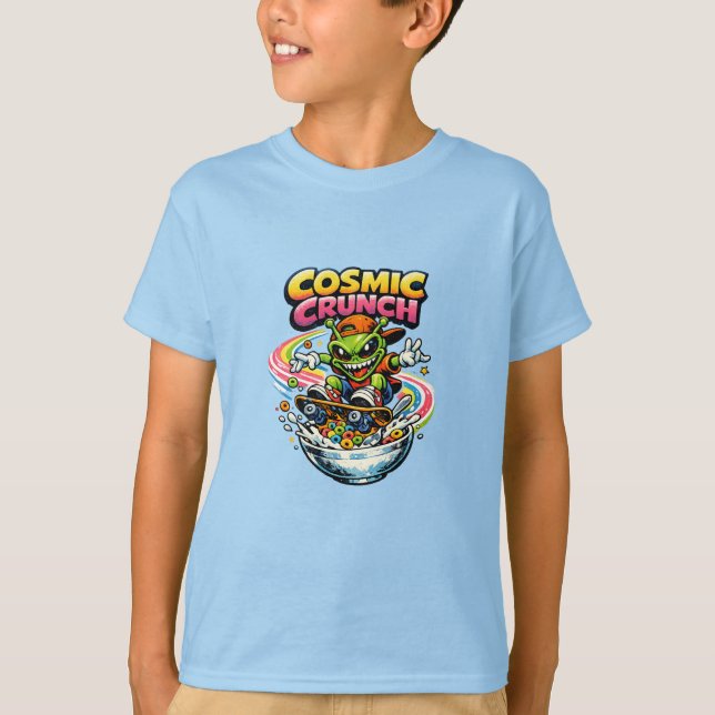T-shirt Retro 90s Alien Skate Cereal Cartoon – Cosmic Crun (Devant)