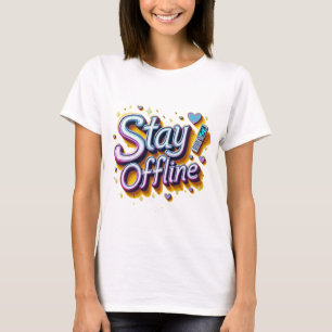 T-shirt Retro 90s Restez Hors Ligne Phrase Design