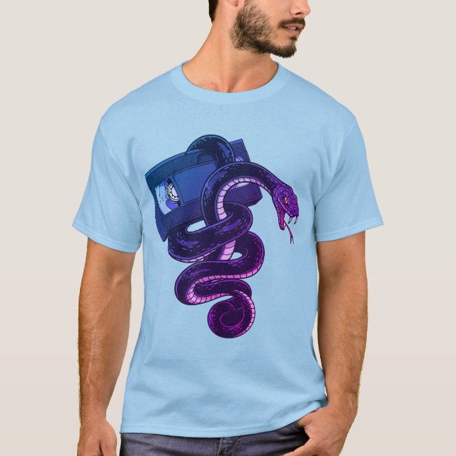T-shirt Retro 90s Snake Wrapped Around VHS Tape (Devant)