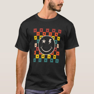 T-shirt Retro À damiers joli visage souriant 1