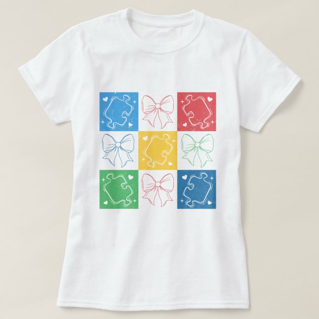 T-shirt Retro À damiers Sensibilisation sur l'autisme Coqu (Design devant)
