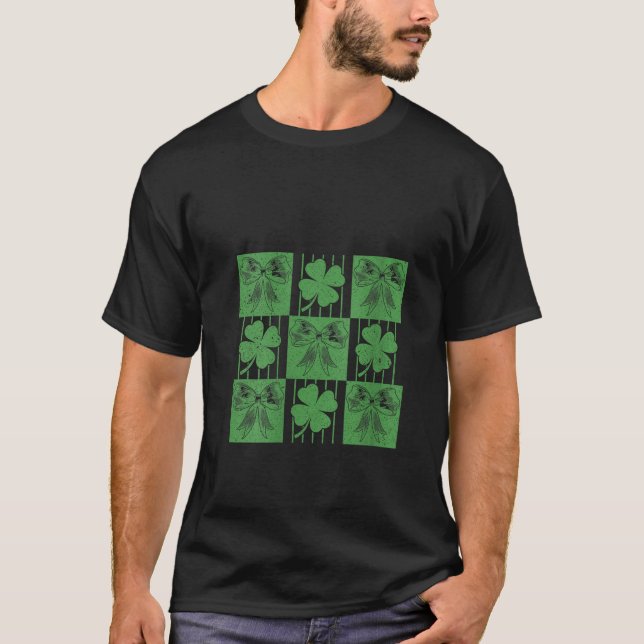 T-shirt Retro À damiers St Patrick s Day Coquette B (Devant)