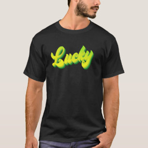 T-shirt Retro Acid Yellow Lucky Lettering St Patricku2019s