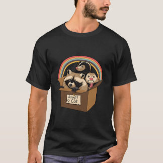 T-shirt Retro Adopter Un Cat Raccoon Panda Skunk Possum Ad