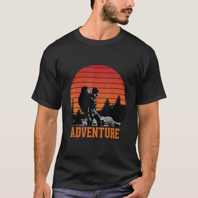 T-shirt Retro Adventure Backpacker Enthousiast Mountain ex (Devant)
