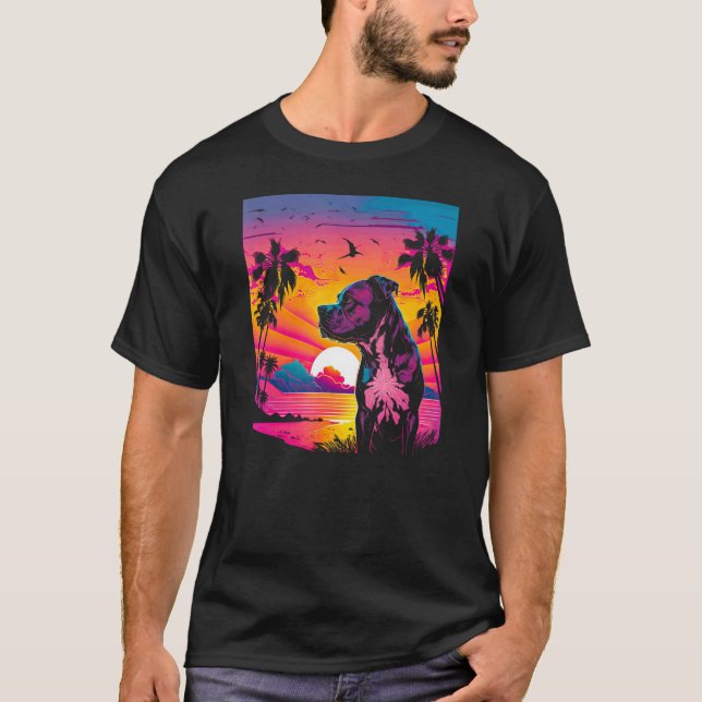 T-shirt Retro Aesthetic American Staffordshire Terrier dog (Devant)