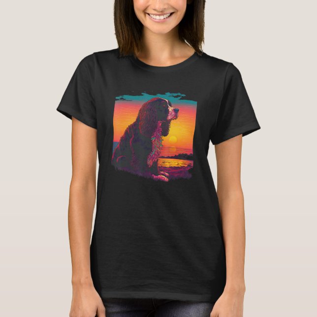 T-shirt Retro Aesthetic English Springer Spaniel Dog (Devant)