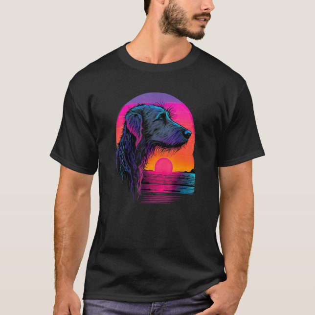 T-shirt Retro Aesthetic Irish Wolfhound Dog (Devant)
